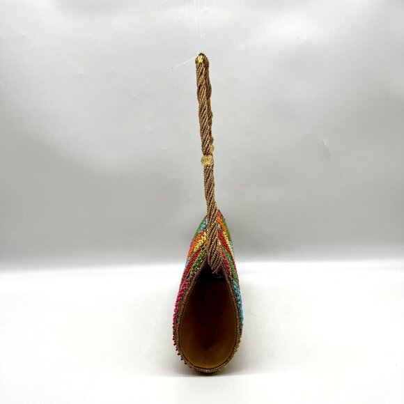 David Jeffery Multi-Colored Bronze Fabric Embellished Convertible Clutch - Picture 3 of 11